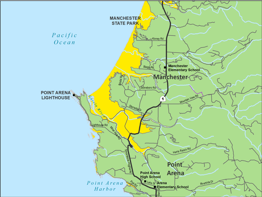 Manchester & Point Arena Tsunami Evacuation Map