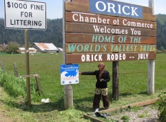 Orick, CA town sign along with the TsunamiReady sign