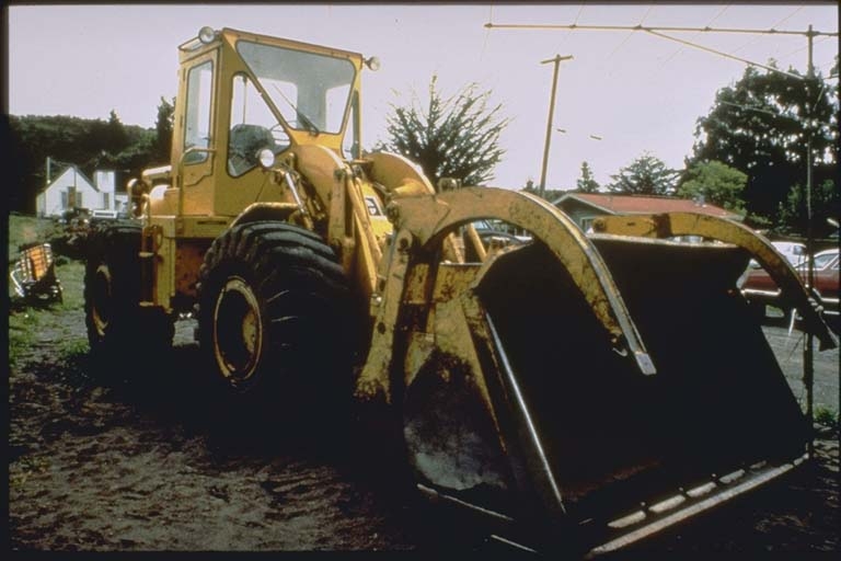 The heavy machinery pictured was moved by the ground shaking accompanying the earthquake