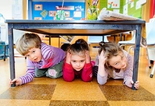 children practicing their drill