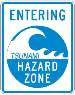 Entering Tsunami Zone sign