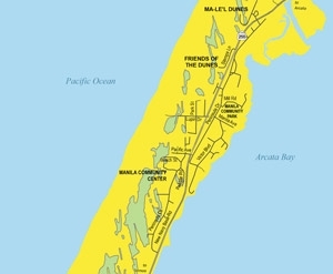 Tsunami Hazard Map for Manila with green representing safe zones and yellow representing tsunami hazard zones