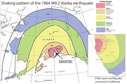Shake Map of 1964 Alaska earthquake