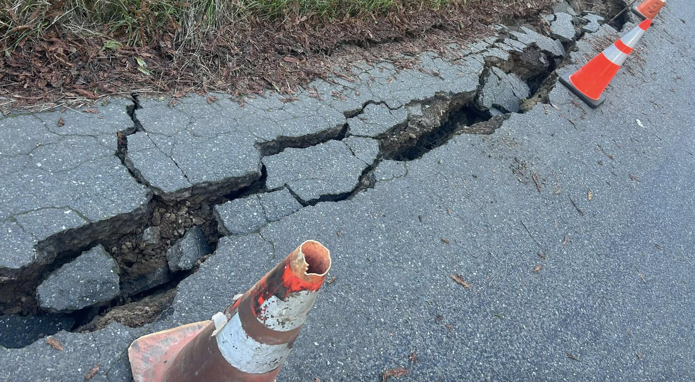 Damage to Shively Road. Photo provided by Jessie and Brett Coleman.