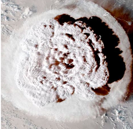 Satellite view of Tonga eruption